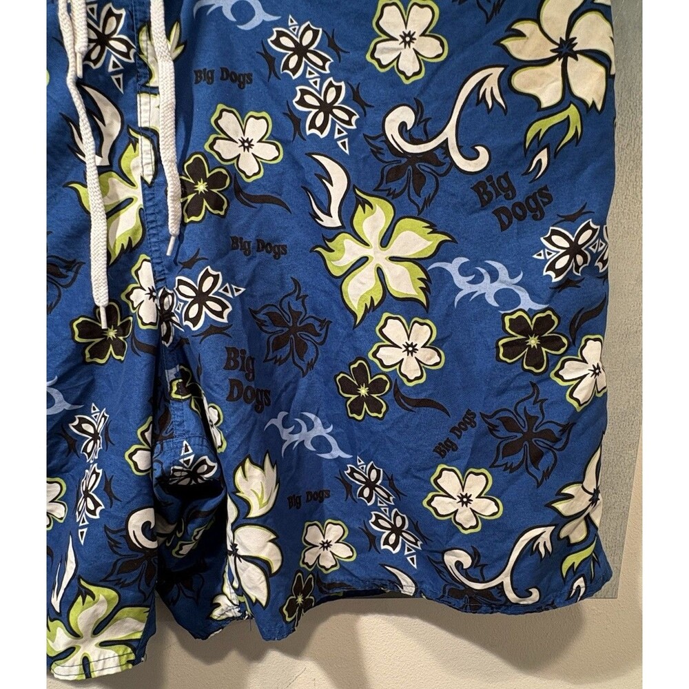 Big Dogs Mens Hawaiian Floral Print Blue Swim Trunk Board Shorts Size 2X - Picture 12 of 16